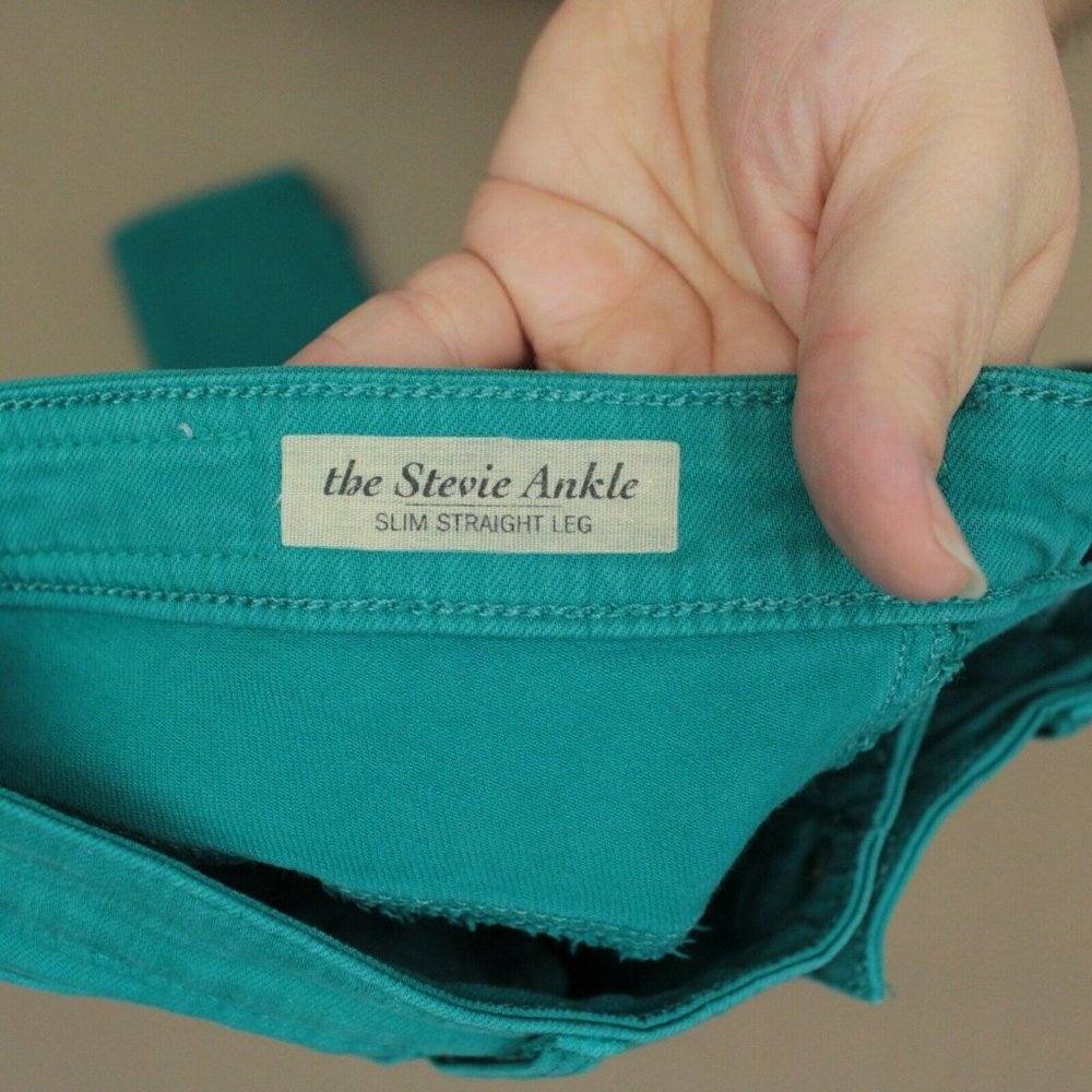 AG Adriano Goldschmied Stevie Ankle Slim Straight Jeans Women's Size 26 Teal - Picture 7 of 9